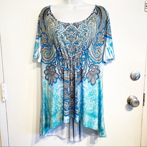 Simply Emma Plus Size Boho Subliminal Print Top